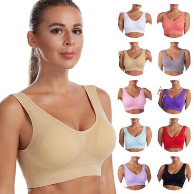 Damen Sport Yoga BHs Übergröße Nahtloser BH Atmungsaktives Bügelloses Bralette Unterwäsche Bequem Aktiv Abnehmbar Gepolstert