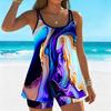 Women's Swimwear Tankini 2 Piece Swimsuit Fluid Marble Pattern Vacation Bathing Suits