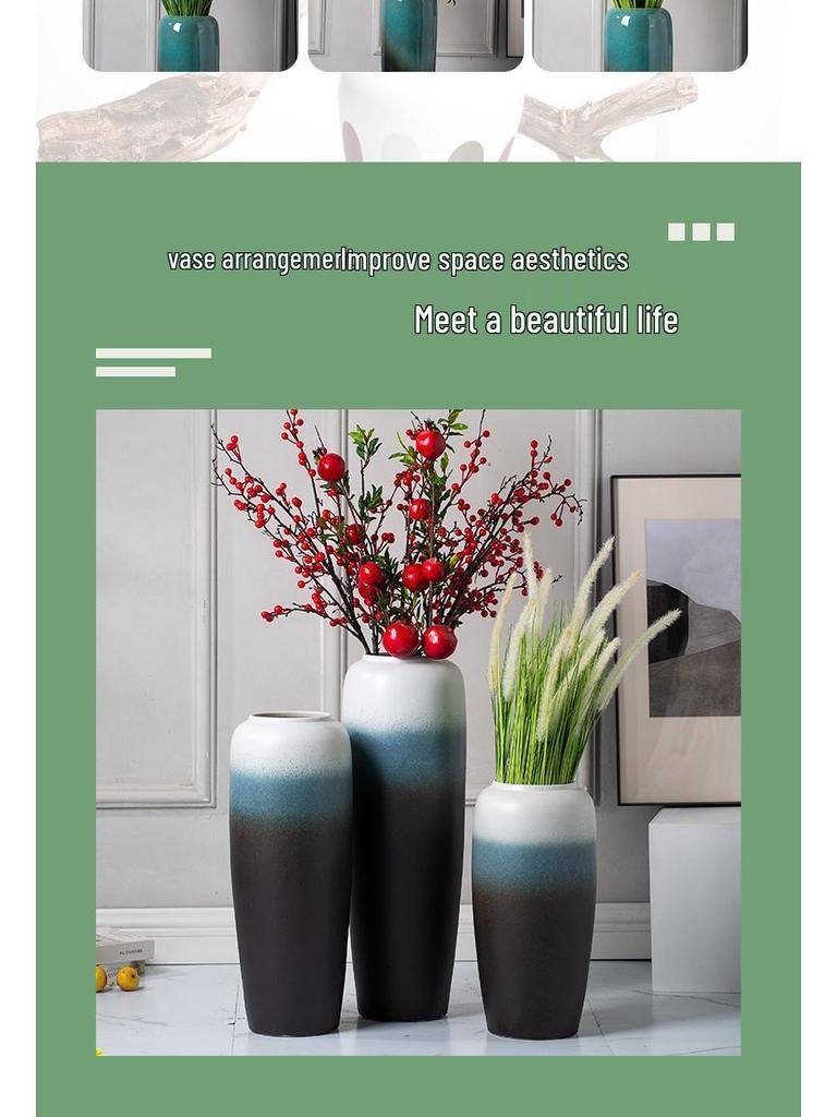 Ceramic Floor Vase for Living Room Dried Flower Arrangement - New Chinese Style Home Decor