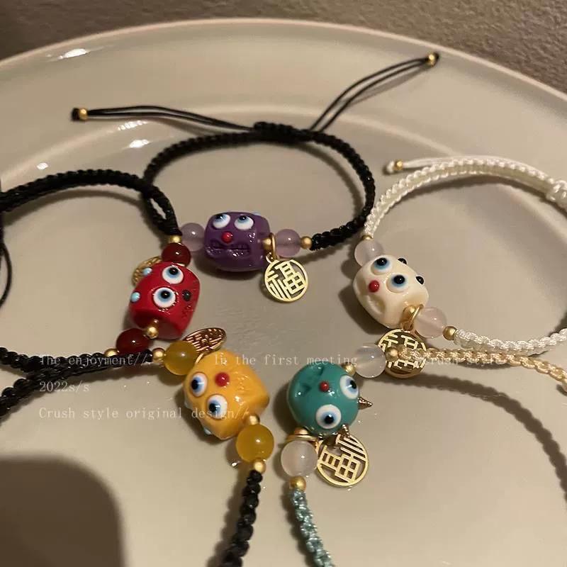 

Маленький плетенный браслет бренда Fu в стиле монстра для женщин, браслет нишевого дизайна в Instagram для подруг с высокой эстетической ценностью, белый и милый браслет