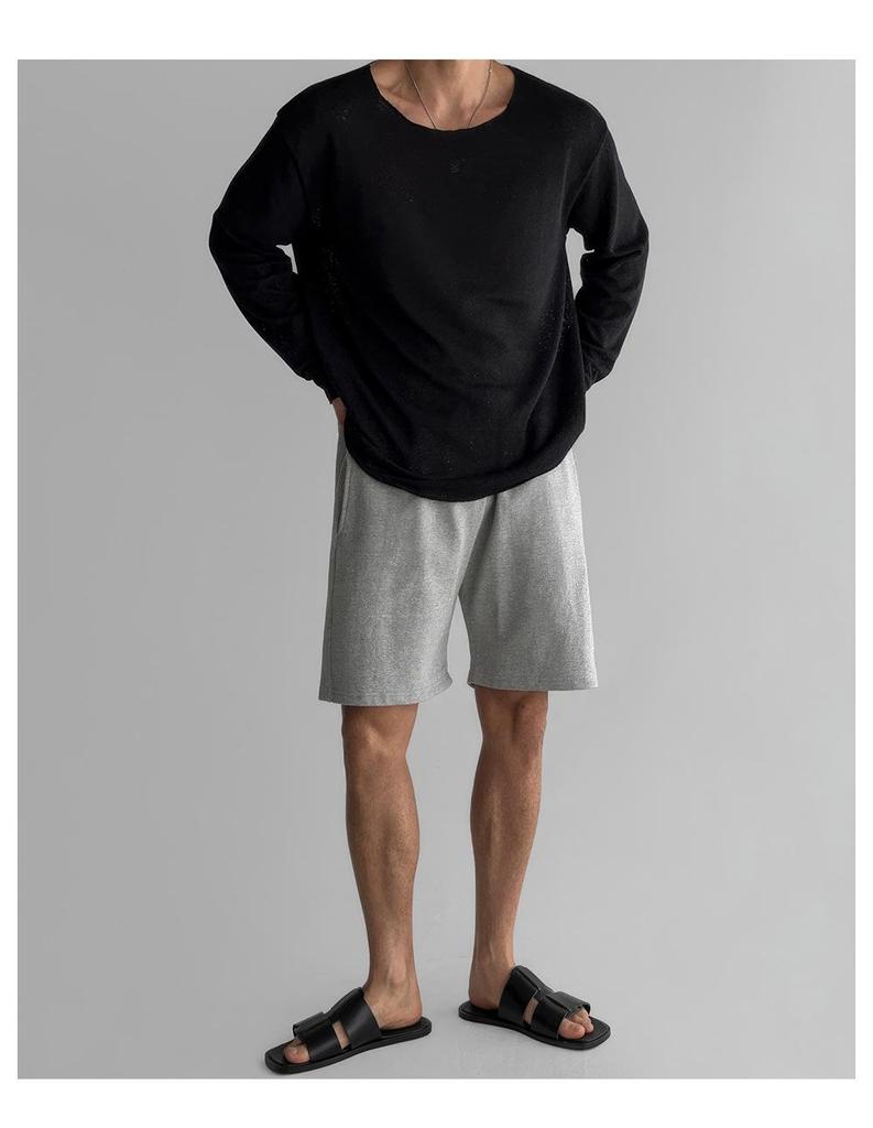 Pulover pentru bărbați cu mâneci lungi, tricotat lejer, cu guler mare