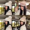 Knit Hat Women Winter Warm Woolen Earmuff Cap With Short Brim For Casual Fashion