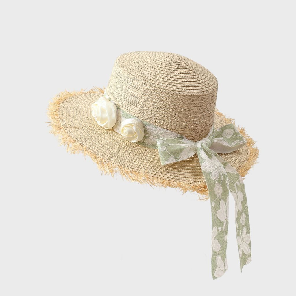 

Summer Beach Hat For Women With Wide Brim Breathable Straw Sunshade For Vacation бежевый