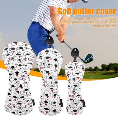 Golf Club Cover for Drivers Fairway Woods Hybrids Mallet Putter Headcover Cartoon Puppy Design Golf Club Protector