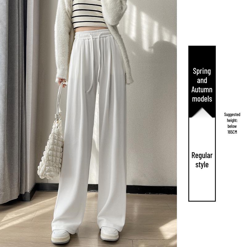 

Women s High Waist Slimming White Wide Leg Pants - Soft Sticky Rice Fabric for Spring/Autumn 2026 S