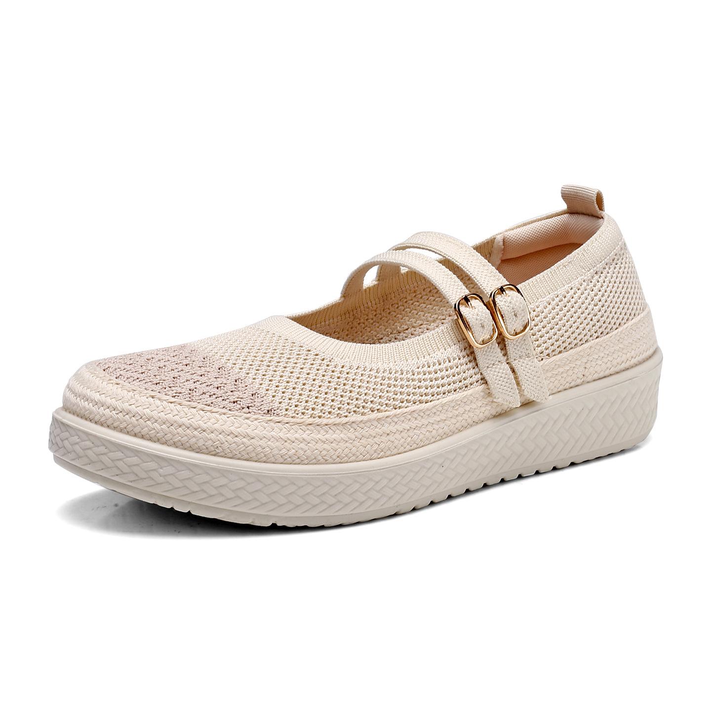 

Women s Mary Jane Flats Shoes Round Toe Casual Ballet Flats Comfortable Knit Dress Shoes for Women Lightweight Anti-Slip Work Office Walking Shoes 42