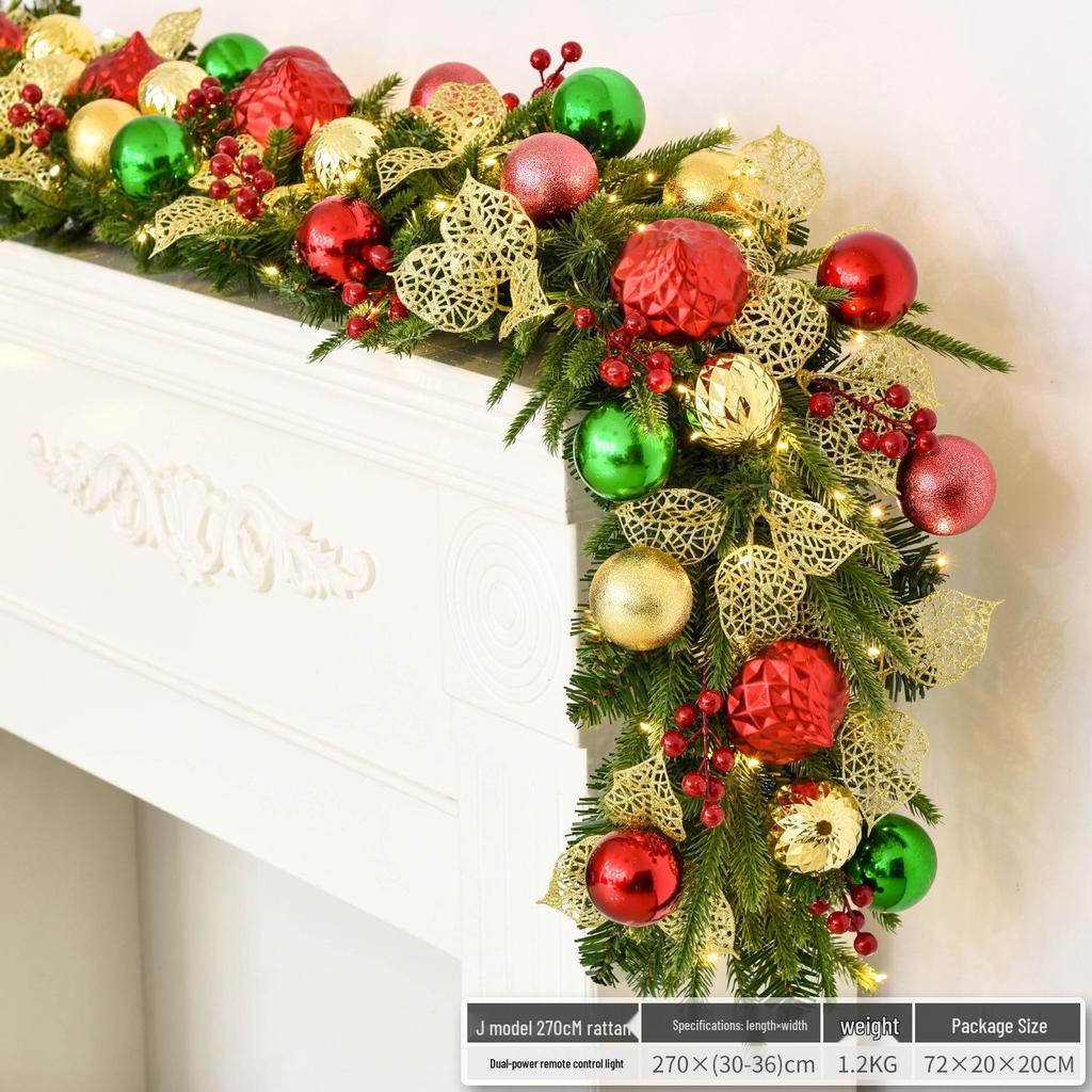 Christmas Glimmer: Garland Set for Tree, Window, and Fireplace with Flocked Leaf Ornaments