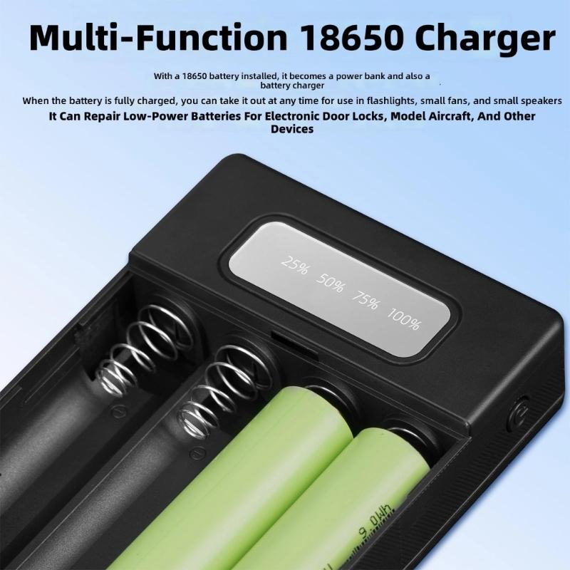 Chargers Pack Shell 18650 Battery Box Case with LED Light & Indicator for Cellphone Fast Charging Portable Battery Holder