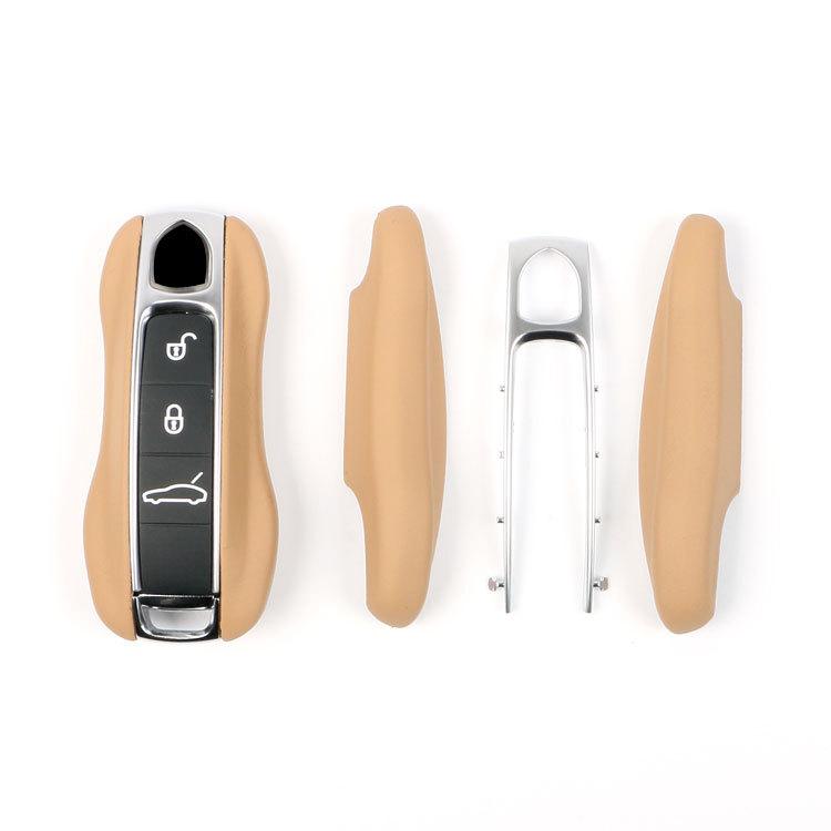 Leather Fob Remote Keys Case Key Cover Replace For Porsche 911 Macan Boxster Cayenne Panamera Taycan Cayman 971 9Ya Key Shell