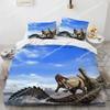 Dinosaur Duvet Cover Set for Kids Boys Girls Polyester  King Queen Size Bedding Set Cartoon Wild Animals Comforter Quilt Cover