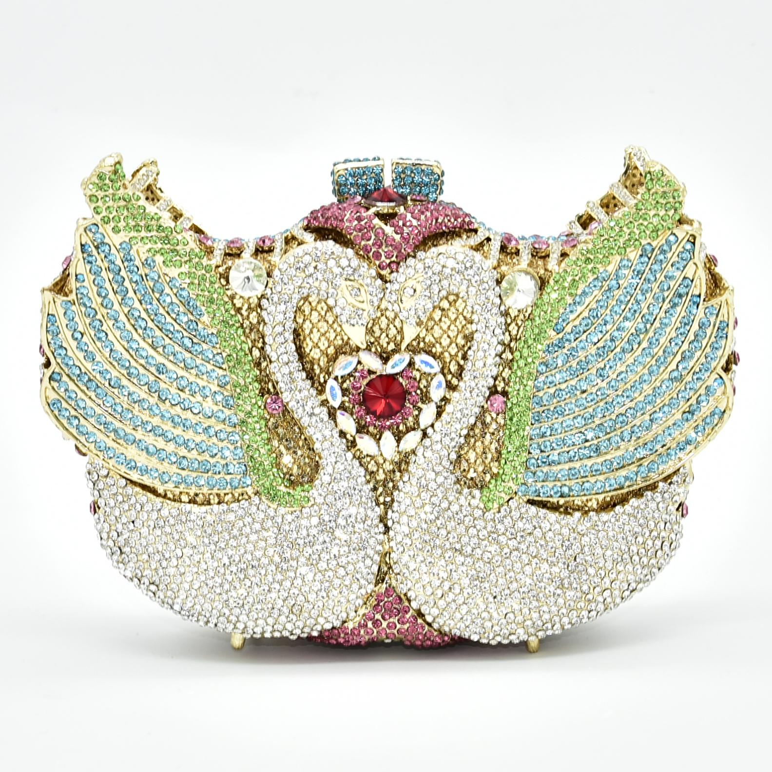 Luxury Women Evening Party Bag Bridal Wedding Diamonds Bag Colorful Diamonds Purse Handbag Handmade