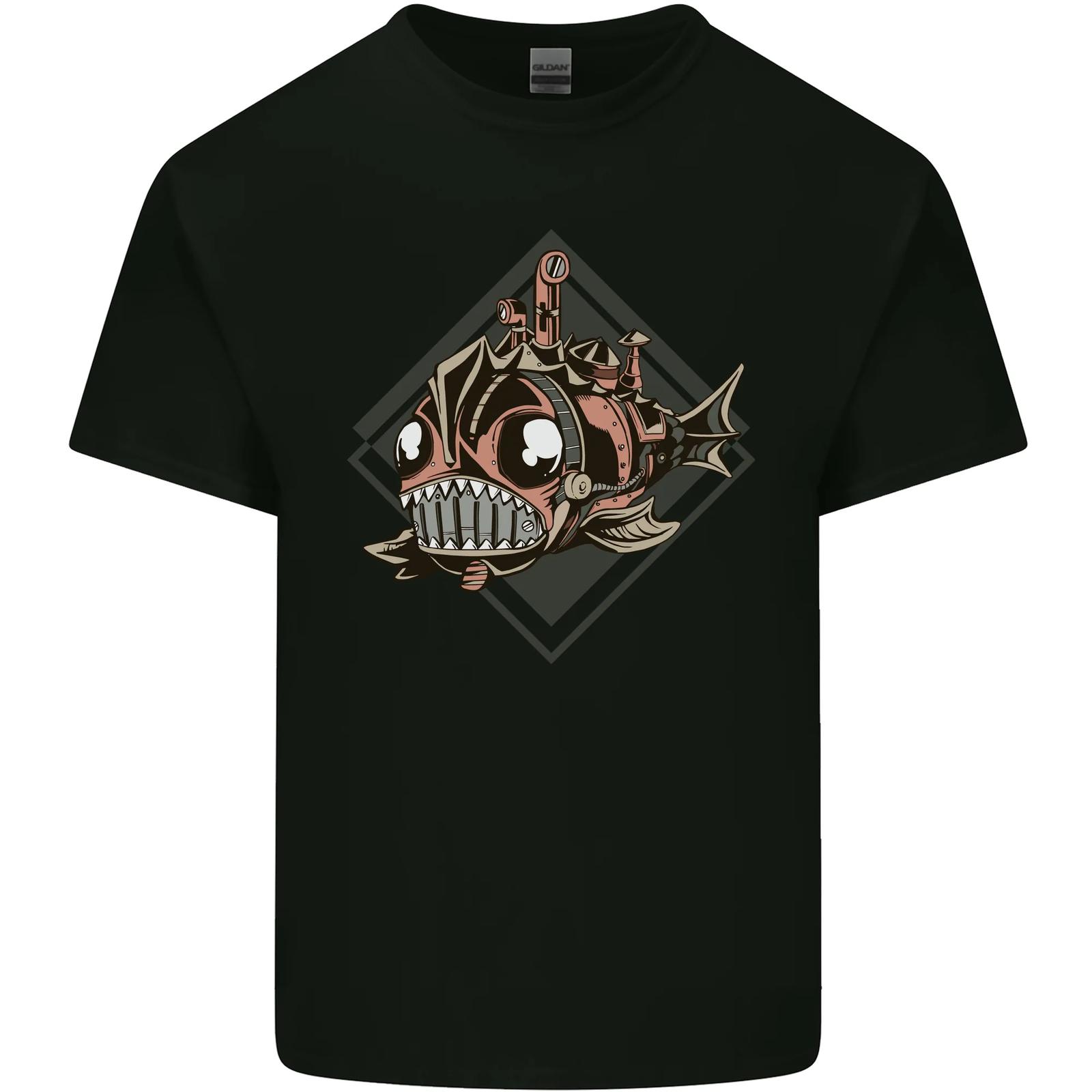 A Steampunk Fish Mens Cotton T-Shirt Tee Top S