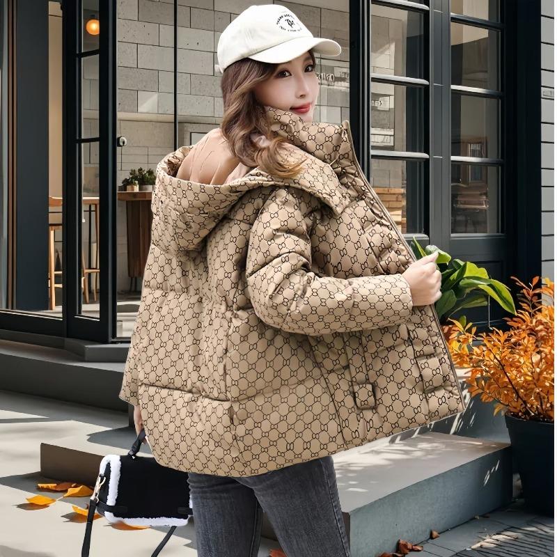 Women's Short Cotton-padded Clothes, New High-end Fashion Loose Cotton-padded Clothes, Warm and Thickened Cotton-padded Jacket.