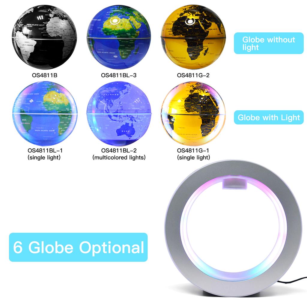 Floating Globe 4 Inch Magnetic Levitation Rotating World Map with LED Base for Children Home Desk Decoration