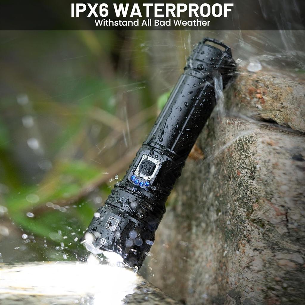 Rechargeable Flashlights - 2 Pack Super Bright Powerful Flashlight 990,000 High Lumens with 5 Modes - 12H Long Runtime & IPX6 Waterproof Brightest