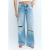 Vintage Low Waist Washed Ripped Wide Leg Jeans Loose Fit Fashion Denim Pants