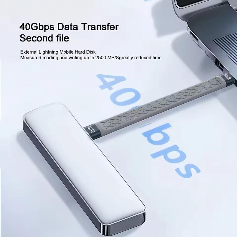 Short USB‑C To USB‑C FPC Extension Cable, 40Gbps Data Transfer 8K Video Output, Flat Slim Type‑C Cord for Phones Laptops