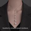925 Sterling Silver Shijia Gradual Change Y Word Pearl Necklace Female Versatile Niche High Sense A Multi-wear Pearl Collarbone Chain