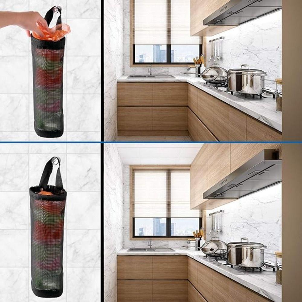 Polyester Mesh Plastic Bag Dispenser Foldable Trash Storage Bag  Kitchen Gadget