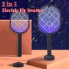 2 In 1 Electric Fly Swatter Handheld Fly Killer and Mosquito Trap Lamp Safe Rechargeable for Home Office Backyard Patio Camping