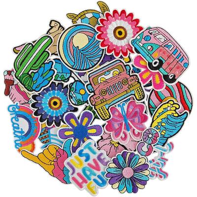 Cactus Car Embroidery Cloth Sticker Jacket Decoration Wave Patch Sticker Butterfly Computer Embroidery Label Flower Stamp Ironing