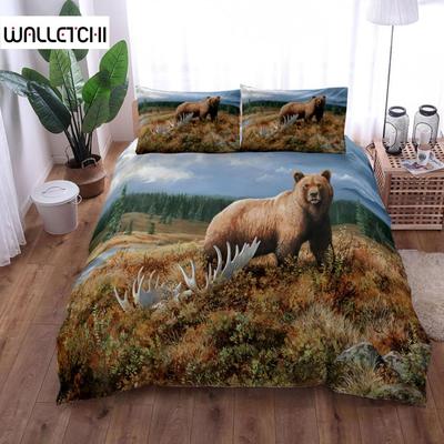 Oil Painting Art Wild Bears Duvet Cover Set, Bedding Set, Soft Comfortable Breathable Duvet Cover, For Bedroom Guest Room Decor