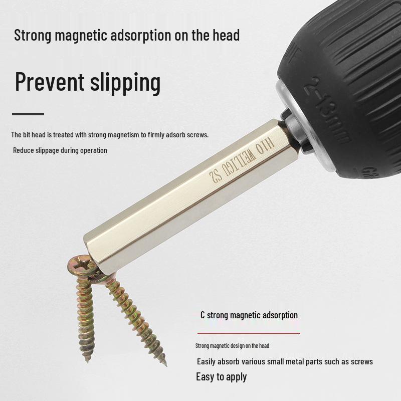 Electroplated Anti-Rust Hex Bit Set, S2 Steel, Extended Pneumatic Air Driver, Hex Socket Screwdriver.