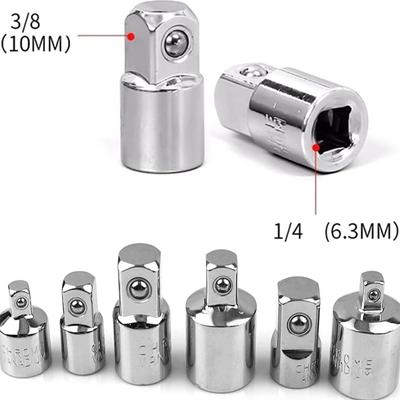 Adaptateur de tête de douille de convertisseur de clé à cliquet 6 pièces 1/2 " à 3/8" à 1/4 "en acier inoxydable à 1/4" à 1/2 "à 3/8"