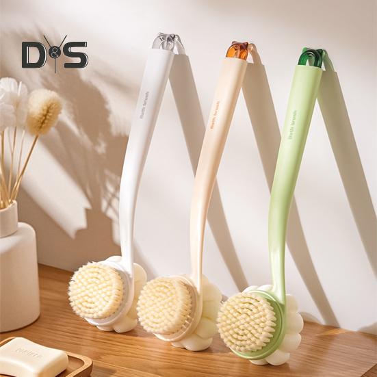Bath Scrub Brush with Extended Anti-Slip Handle Double-Sided Back Rub Exfoliation Back Scrubber Three-dimensional Massage Brush