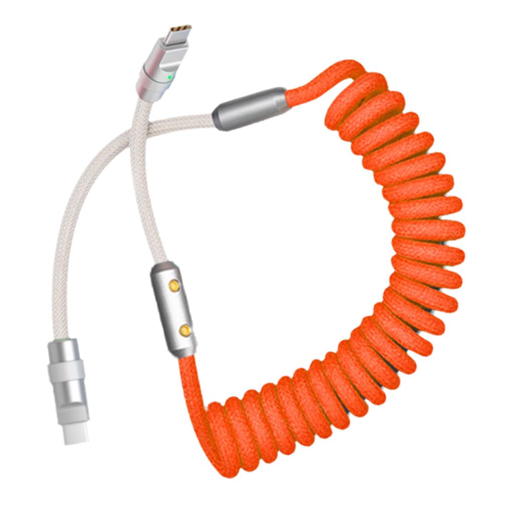 Cablu de date bobină cu arc pentru dispozitive Huawei tip C 120W Încărcare rapidă, mufe metalice, cablu de încărcare extensibil