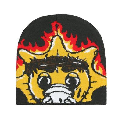 European and American Fashion Versatile Autumn and Winter Warm Fashion Cartoon Pattern Jacquard Knitted Hat