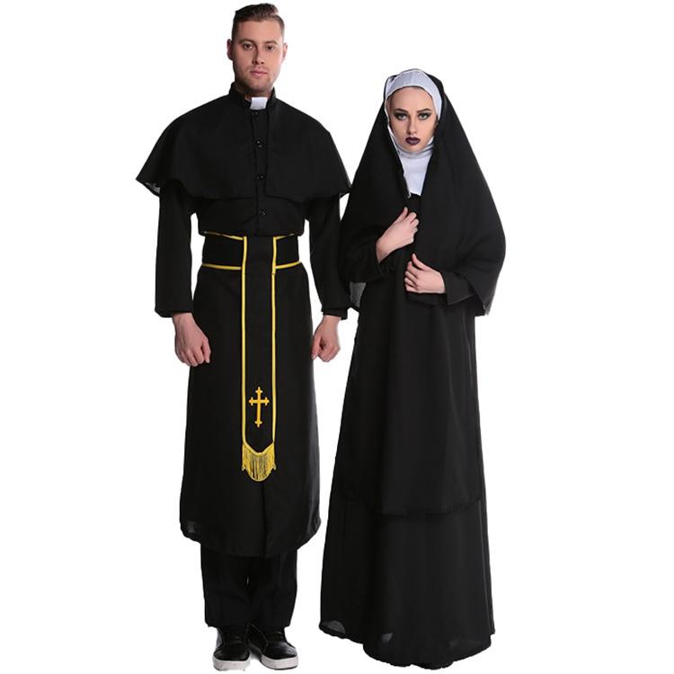 Couple costumes, Halloween priest and nun costumes, cosplay costume costumes