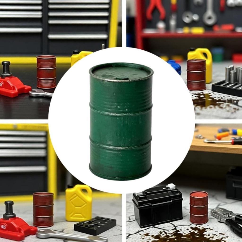 Oil Barrel Model Decoration Accessories 1/64 Compact Collectible Miniature Sculpture Weathered for