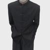 Men's Modern Chinese Zhongshan Suit: High-End Stand-Up Collar, Casual Loose Fit.