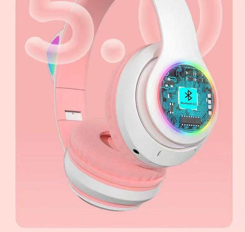 Luminous Cat Ear Bluetooth Over-Ear Headphones STN-28: Ultra-Long Battery Wireless Headset