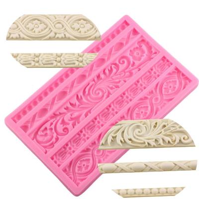 Silicone Mold Baroque Scroll Relief Cake Border Fondant Cake Decorating Tools Candy Chocolate Mould