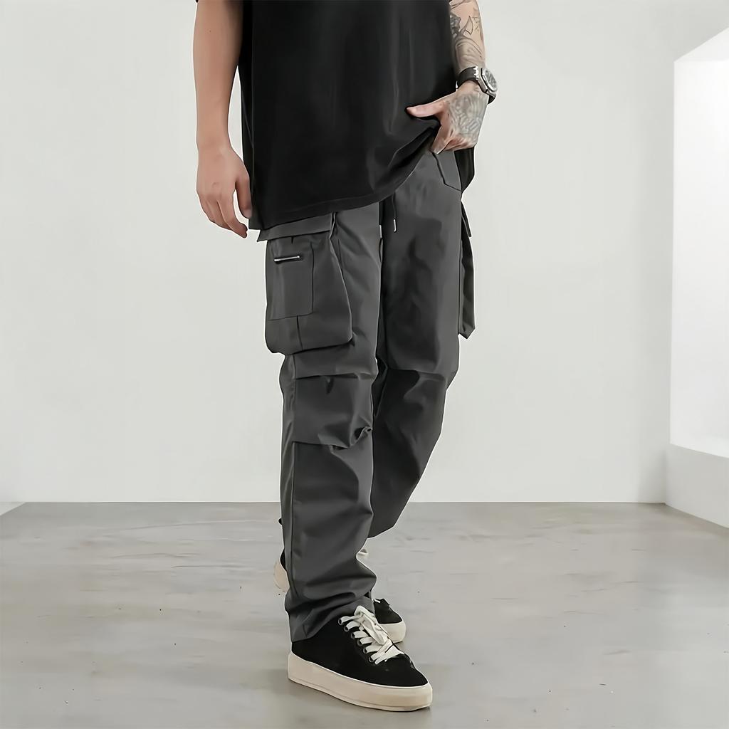 Men's Cargo Pants Loose Straight Leg Multi-Pocket Casual Athletic Trousers