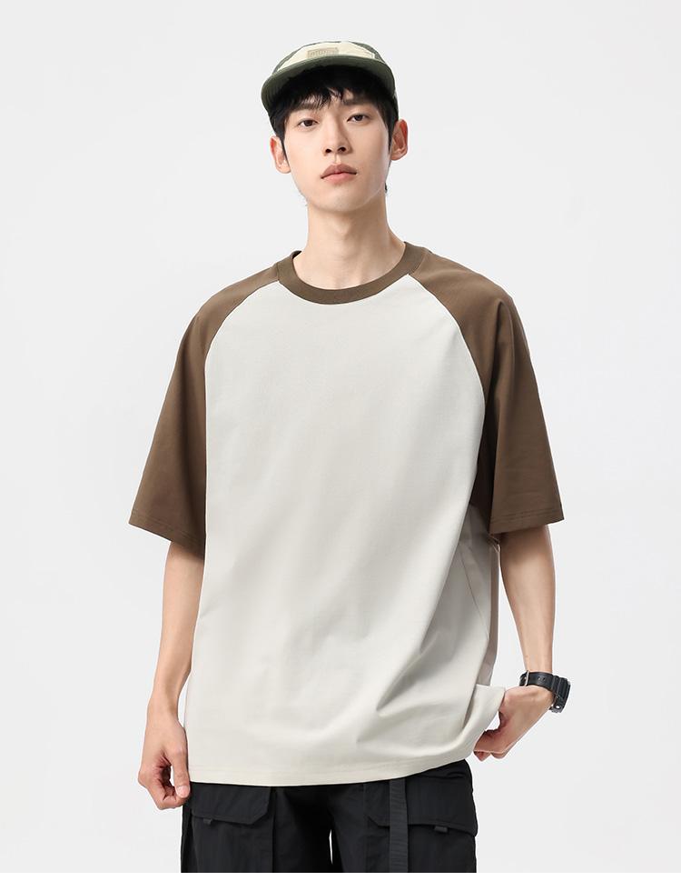 Japanese 200g Minimalist Printed Loose Men's Short-sleeved T-shirt with Antibacterial Cooling Effect