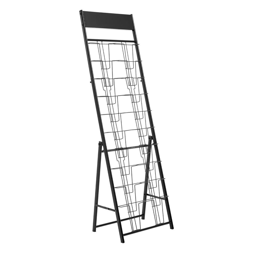 Brochure Display Rack, 20 Pockets Magazine Literature Display Stand, Portable Floor Standing Magazine Rack, Metal Newspaper Catalog Holders for Shop,