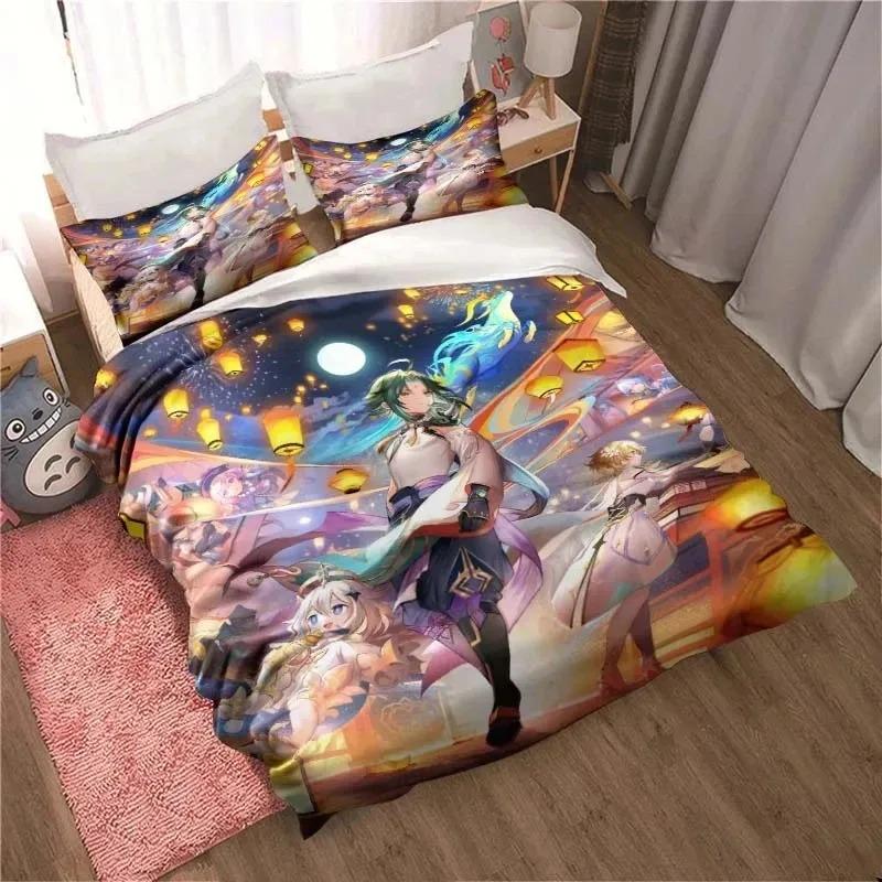 Comforter 3D Genshin Impact Game Anime Bedding Set Bedroom Soft Modern S Comefortable Kids And