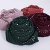 180*70cm Muslim Headscarf Windproof Beads Shawls Breathable Islamic Turban Headband  Party Decor