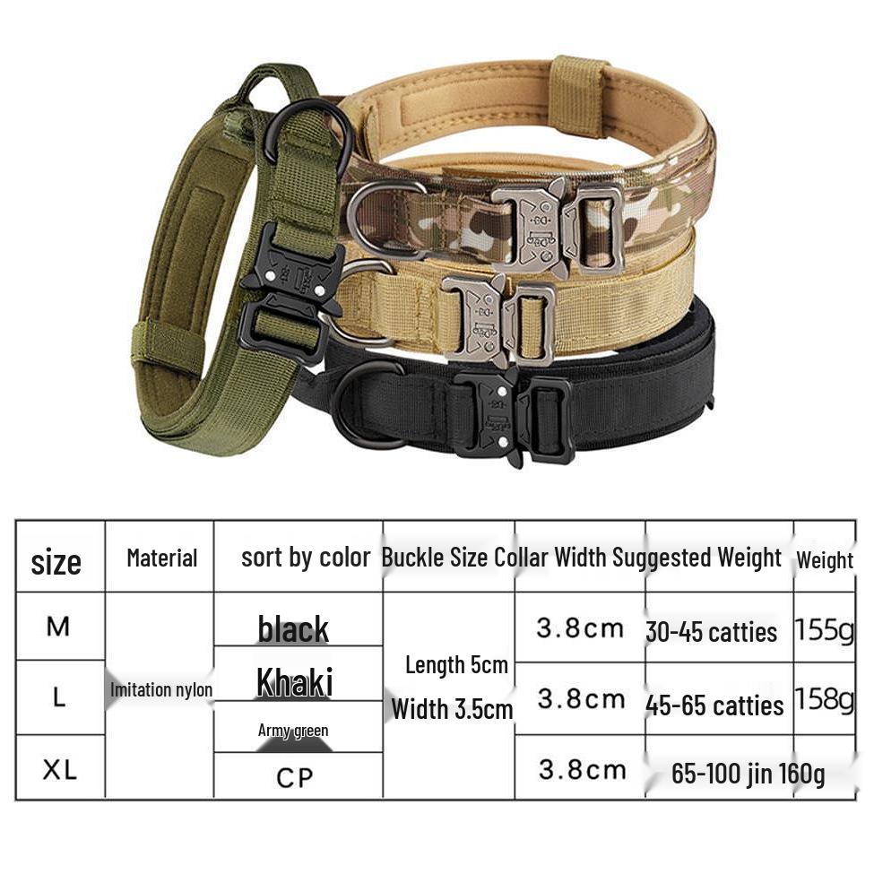 Outdoor Tactical Nylon Dog Collar with Liftable Handle