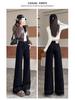 Autumn Winter 2025 High-Waist Black Jeans: Women's Slimming Loose Wide-Leg Pants