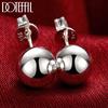 DOTEFFIL Silver Color 8/10/12mm Round Smooth Solid Bead Ball Stud Earrings For Women Wedding Engagement Party Jewelry