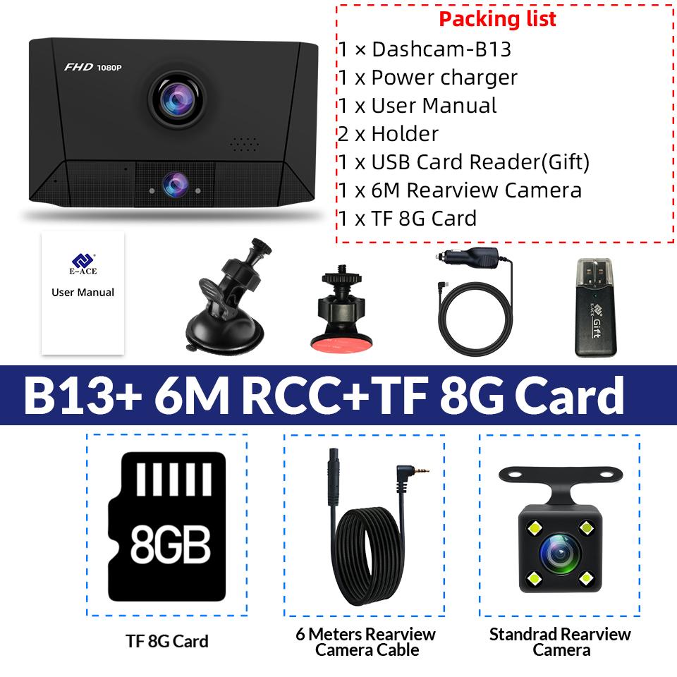 

REAKOSOUND B13 DVR 4,0-дюймовая камера 1080P Авторегистратор FHD Dash Cam Автомобильные видеорегистраторы ночного видения 3 объектива камеры No TF Card