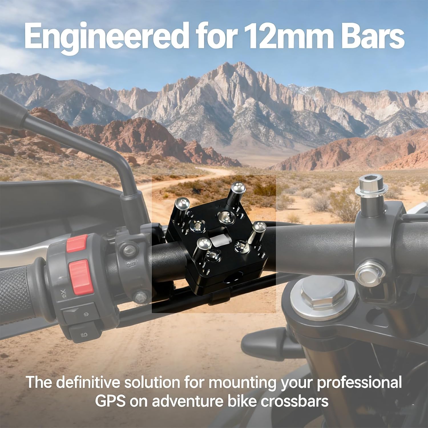 Aluminum 12MM GPS Holder Bar Clamp Compatible with Yamaha Tenere 700/XTZ07 2019-2021,Compatible with Aprilia Tuareg 660-2022,R1200 1250 GS and GSA