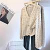 Gentle Wind Colored Hairball V-neck Knitted Cardigan Women's Autumn and Winter Lazy Relaxation Soft Waxy Small Sweater Jacket