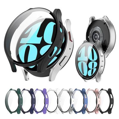 PC + funda protectora de vidrio templado para Samsung Galaxy Watch 6 40mm 44mm cubierta protectora de pantalla completa