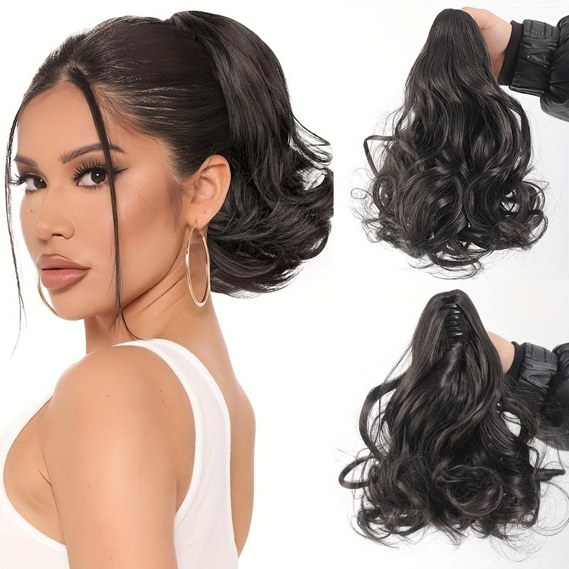 

Synthetic 10Inch Ponytail Claw Clip Ponytail Extensions Short Curly Ponytail Ladies Black Brown Hair Clip for Women