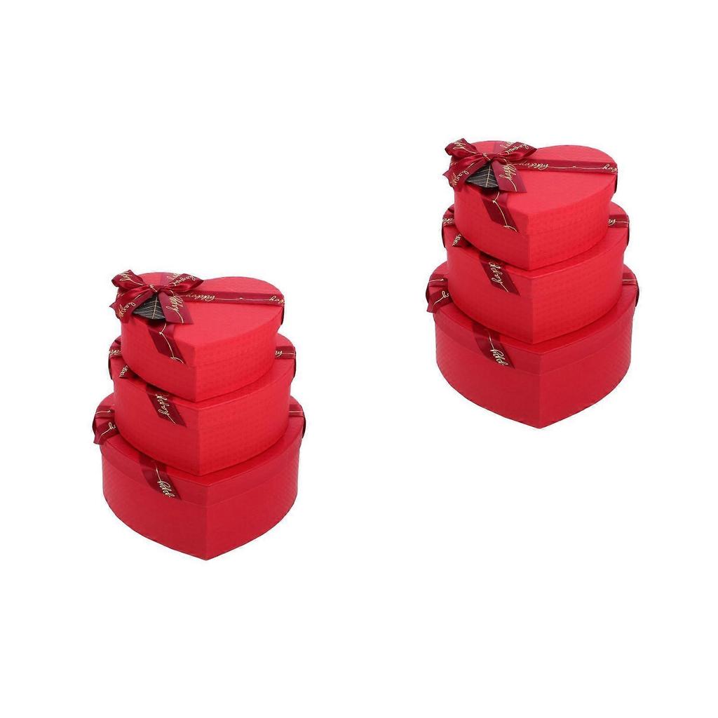 Decorative Heart Shaped Box for Gift 6Pcs Red Candy Present Boxes